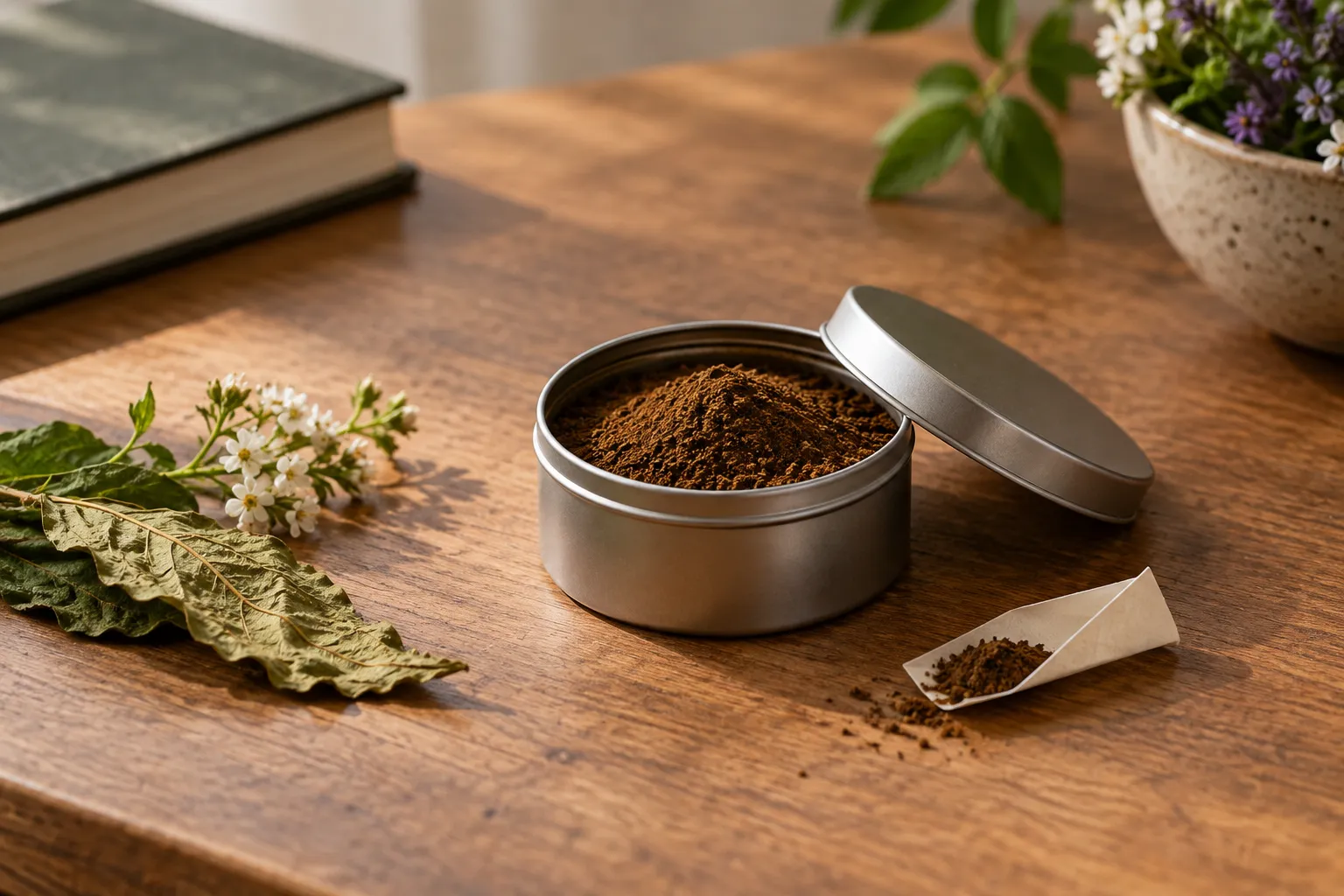 Feiner aromatischer Schnupftabak in einer kleinen Dose